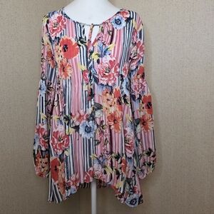 Melissa Paige Peasant  Tunic-Style Bohemian Flair Blouse Top Shirt